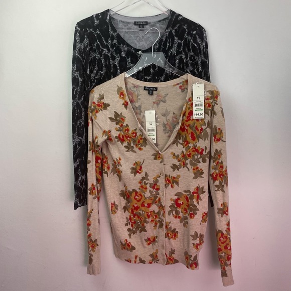George Sweaters - Set of 2 — George Cardigan Sweater Floral + Animal Print — Women's Small 4-6 NWD